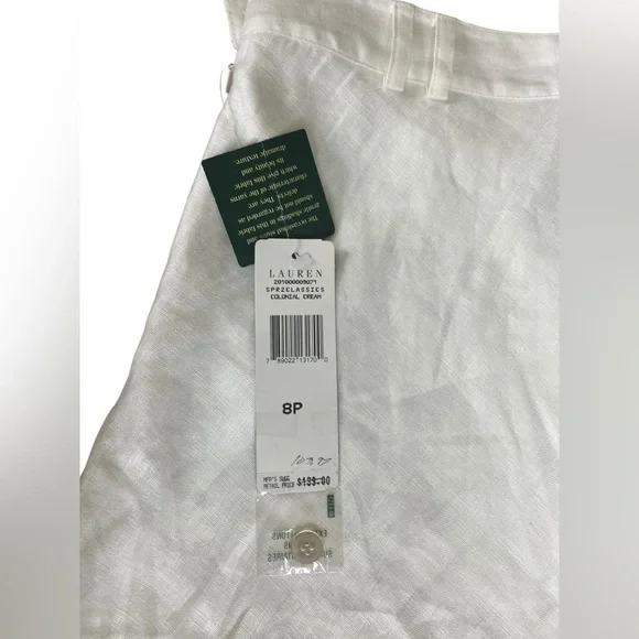 Lauren Ralph Lauren NWT 100% Linen White Midi Flared A Line Skirt Women’s 8P - Picture 8 of 10